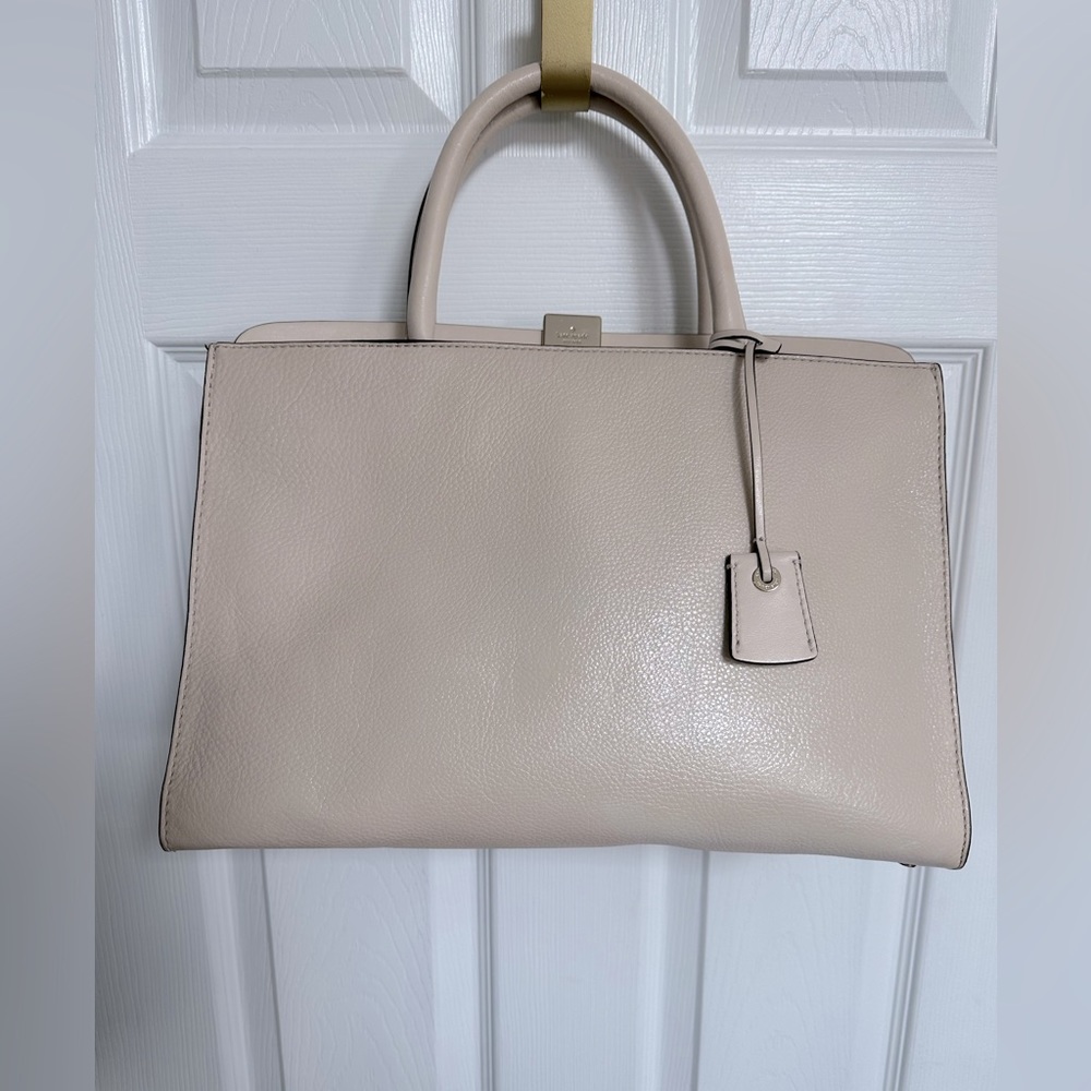 Light beige Kate Spade top handle leather bag